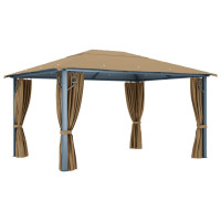 Produktbild för Paviljong med draperier 400x300 cm taupe aluminium