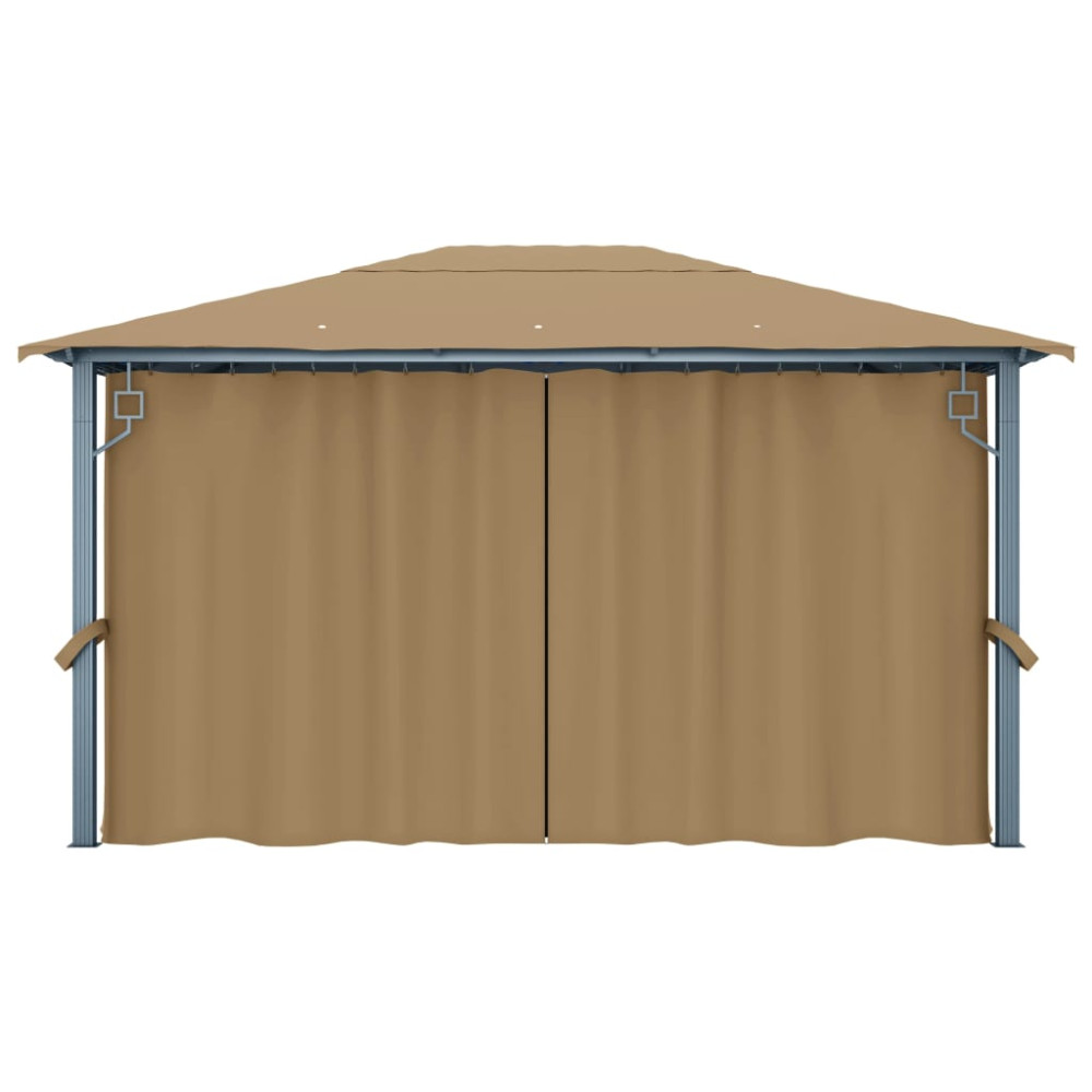 Produktbild för Paviljong med draperier 400x300 cm taupe aluminium