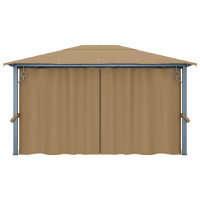 Produktbild för Paviljong med draperier 400x300 cm taupe aluminium