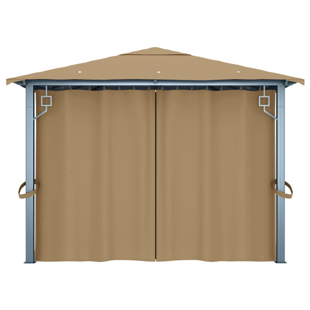 Produktbild för Paviljong med draperier 400x300 cm taupe aluminium