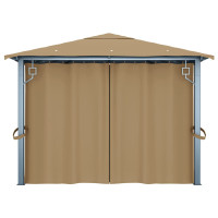 Produktbild för Paviljong med draperier 400x300 cm taupe aluminium