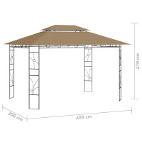 Produktbild för Paviljong 4x3x2,7 m taupe 160 g/m²