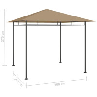 Produktbild för Paviljong 3x3x2,7 m taupe 180 g/m²