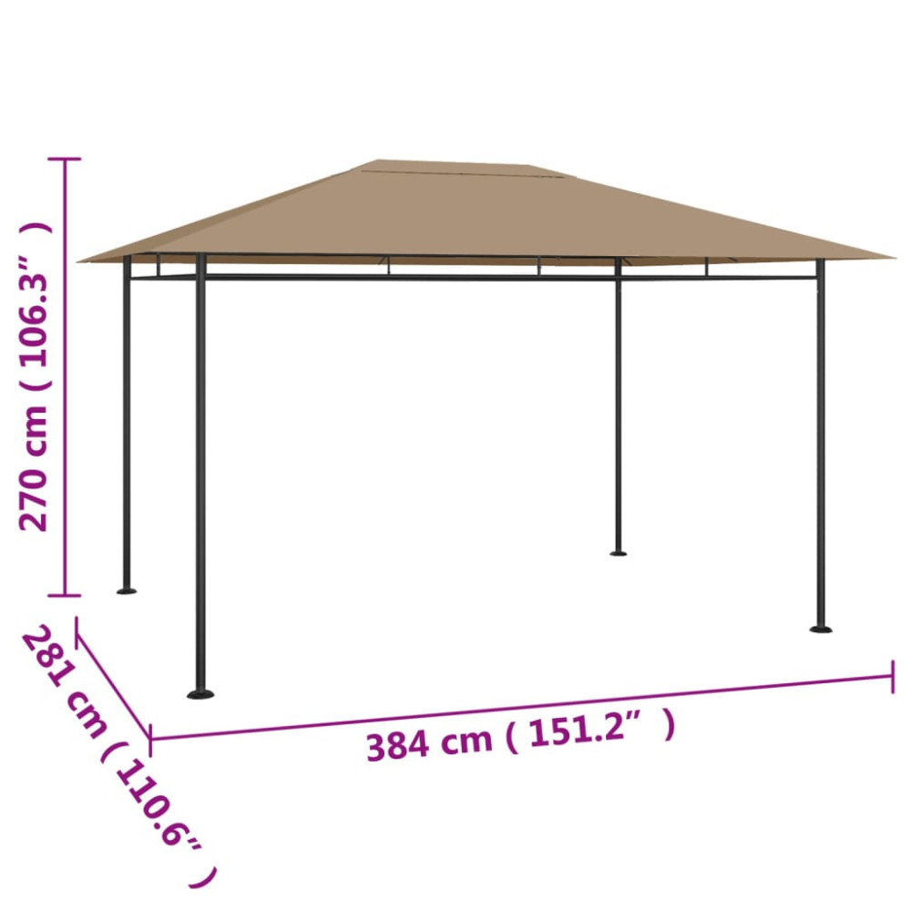 Produktbild för Paviljong 384x281x270 cm taupe 180 g/m²