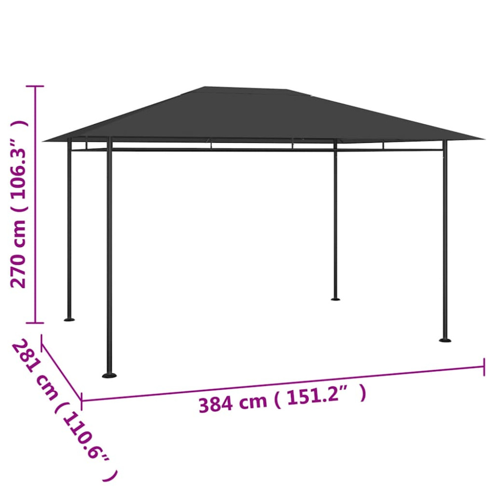 Produktbild för Paviljong 384x281x270 cm antracit 180 g/m²