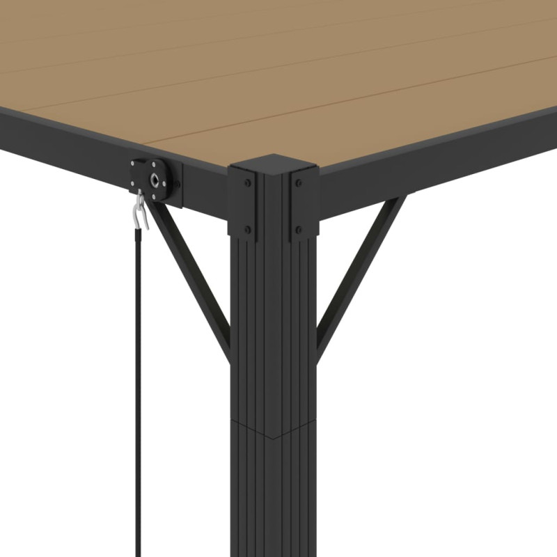 Produktbild för Paviljong med lamelltak 3x3 m taupe tyg och aluminium