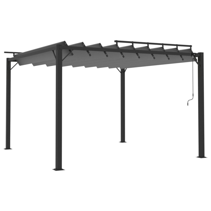 Produktbild för Paviljong med lamelltak 3x3 m antracit tyg och aluminium