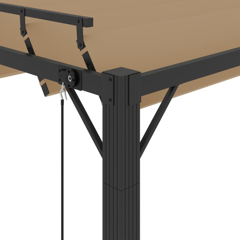 Produktbild för Paviljong med lamelltak 3x4 m taupe tyg och aluminium