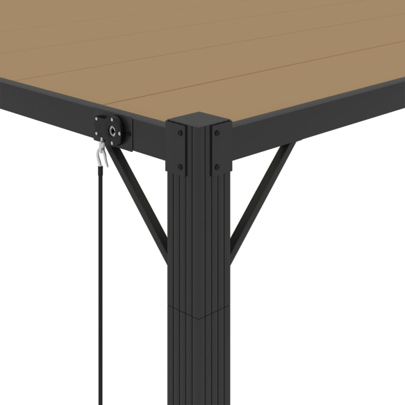 Produktbild för Paviljong med lamelltak 3x4 m taupe tyg och aluminium