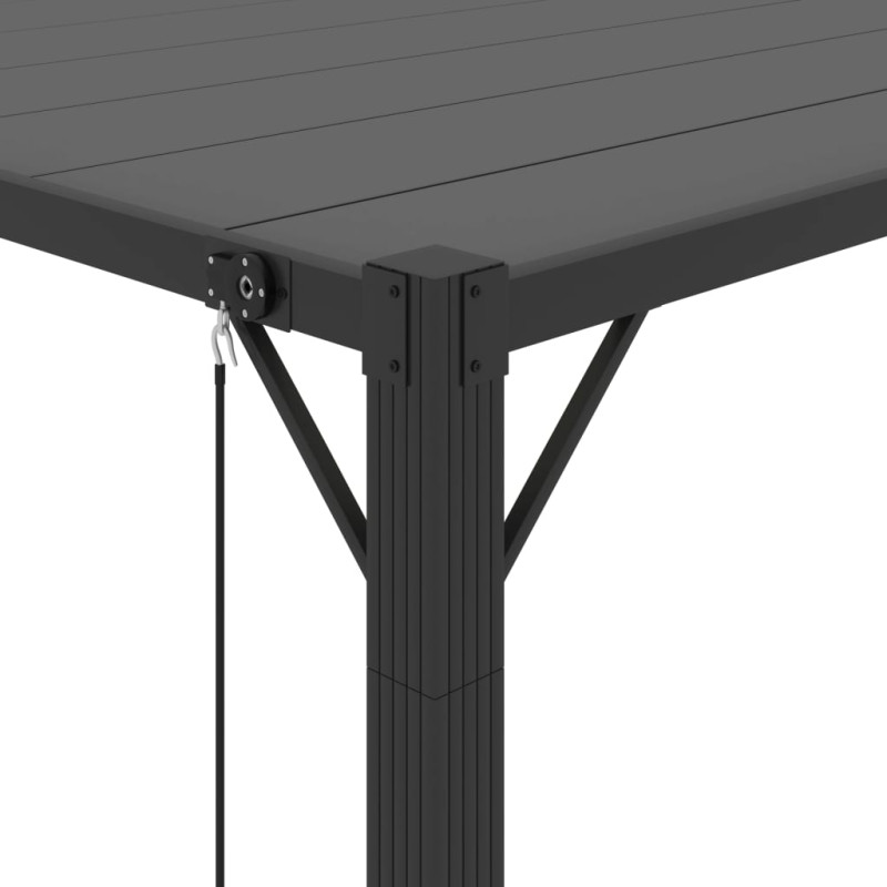 Produktbild för Paviljong med lamelltak 3x4 m antracit tyg och aluminium