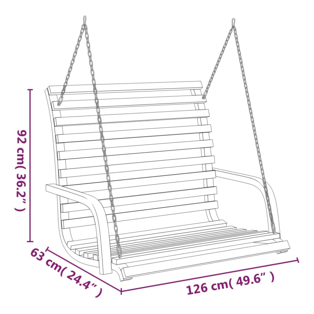 Produktbild för Gungbänk med massivt böjträ med teakyta 126x63x92 cm