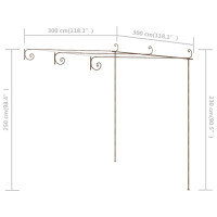 Produktbild för Pergola antikbrun 3x3x2,5 m järn