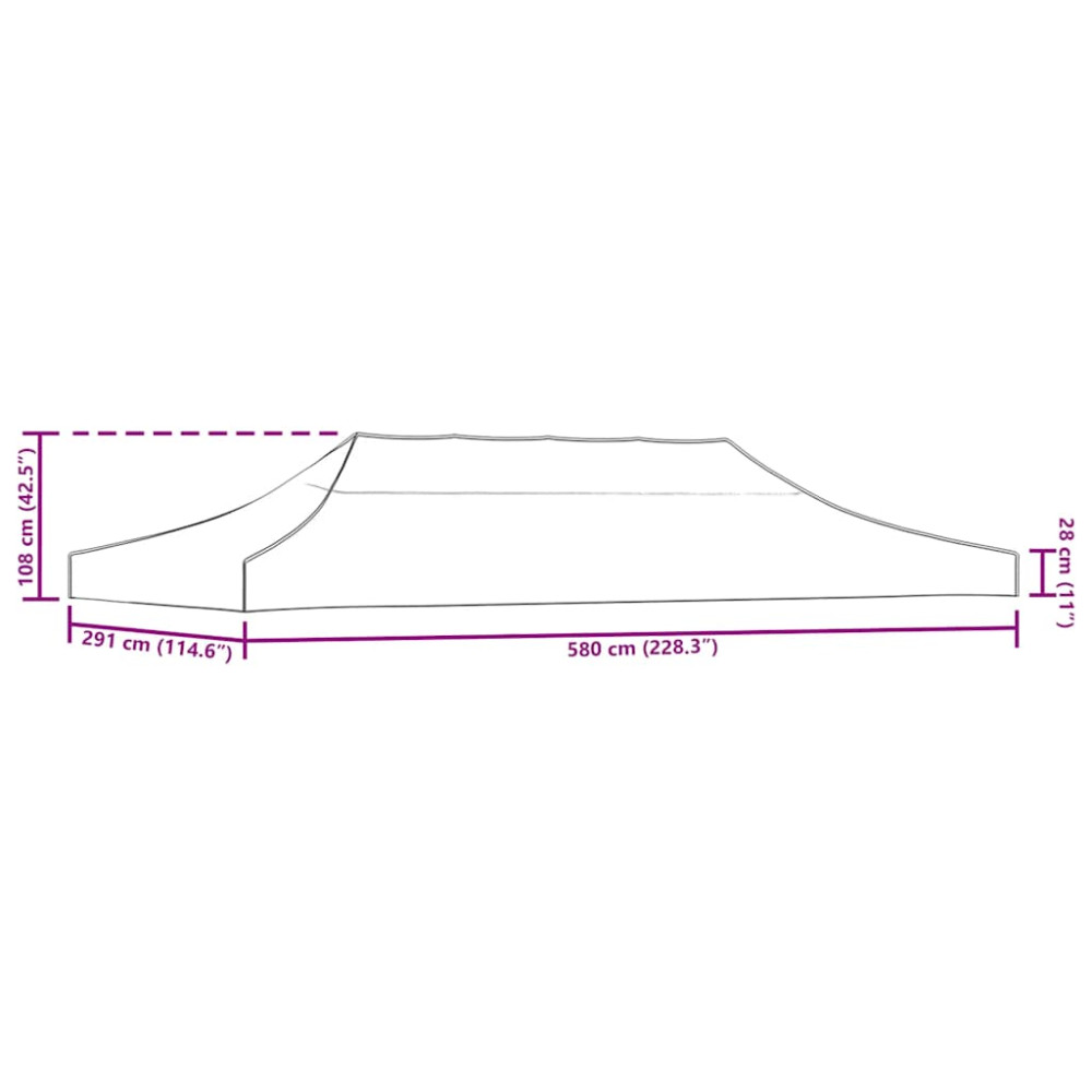 Produktbild för Tak till partytält 6x3 m taupe 270 g/m²