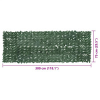 Produktbild för Balkongskärm mörkgröna blad 300x100 cm