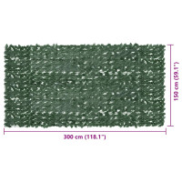 Produktbild för Balkongskärm mörkgröna blad 300x150 cm