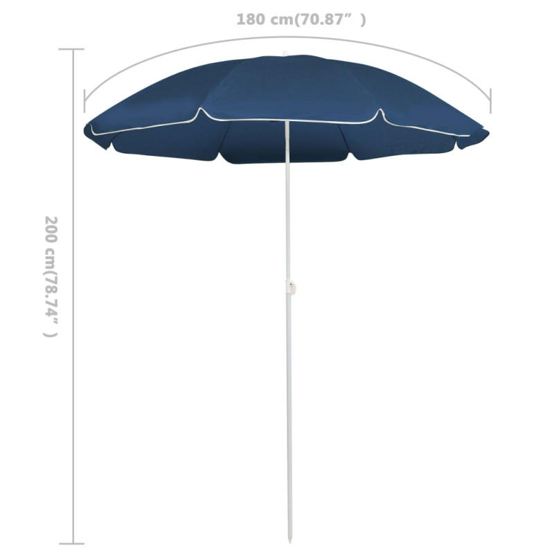 Produktbild för Trädgårdsparasoll med stålstång blå 180 cm