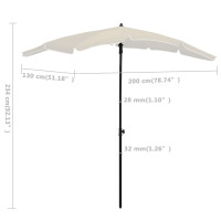 Produktbild för Parasoll med stång 200x130 cm sand