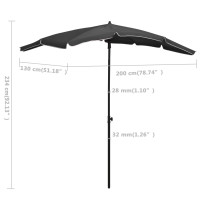 Produktbild för Parasoll med stång 200x130 cm antracit