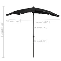 Produktbild för Parasoll med stång 200x130 cm svart