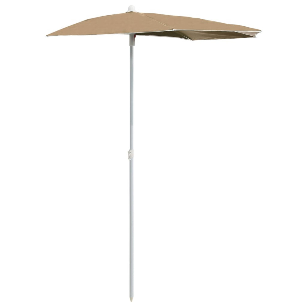 Produktbild för Halvrunt parasoll med stång 180x90 cm taupe