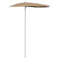 Produktbild för Halvrunt parasoll med stång 180x90 cm taupe