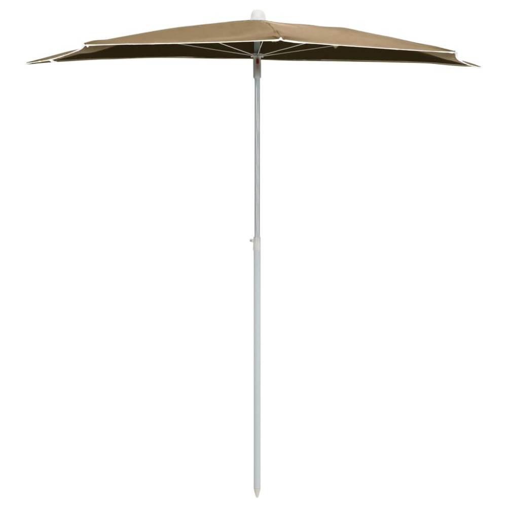 Produktbild för Halvrunt parasoll med stång 180x90 cm taupe