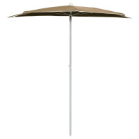Produktbild för Halvrunt parasoll med stång 180x90 cm taupe