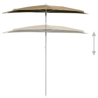 Produktbild för Halvrunt parasoll med stång 180x90 cm taupe