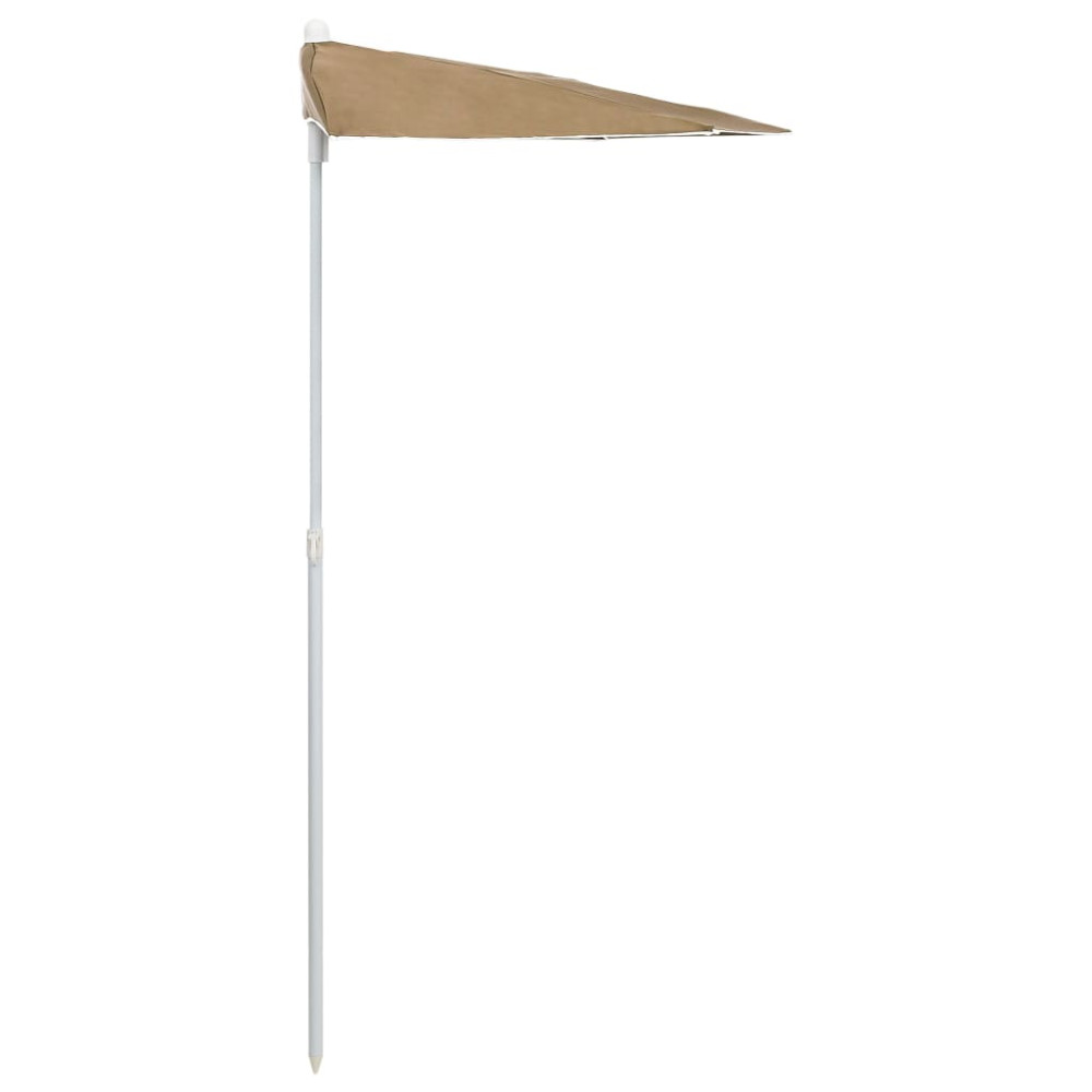 Produktbild för Halvrunt parasoll med stång 180x90 cm taupe