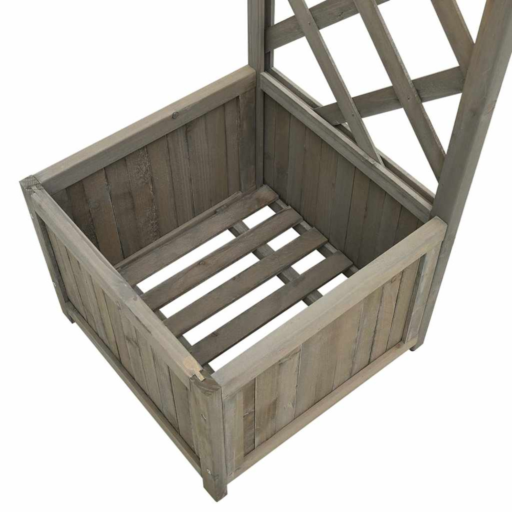 Produktbild för Pergola med odlingslåda grå massivt granträ
