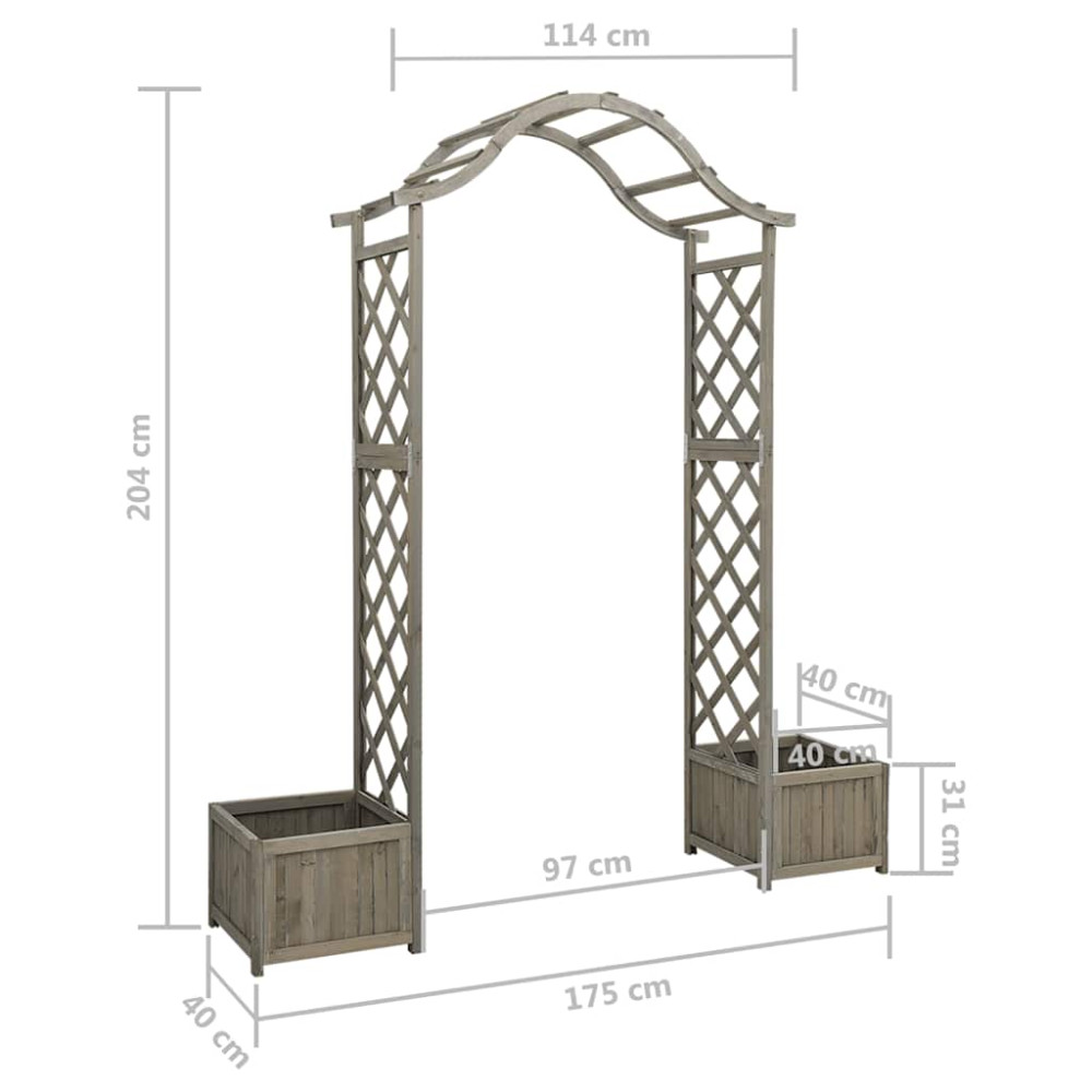 Produktbild för Pergola med odlingslåda grå massivt granträ