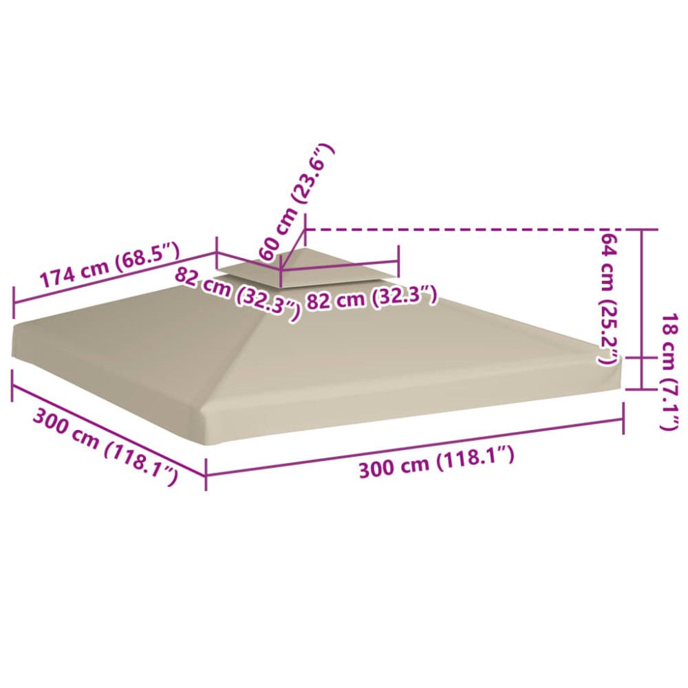 Produktbild för Paviljongtak 310 g/m² 3 x 3 m beige