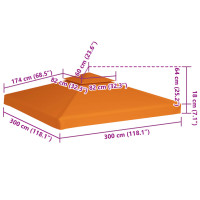 Produktbild för Paviljongtak 310 g/m² 3 x 3 m orange