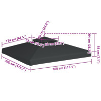 Produktbild för Paviljongtak 310 g/m² mörkgrå 3 x 3 m