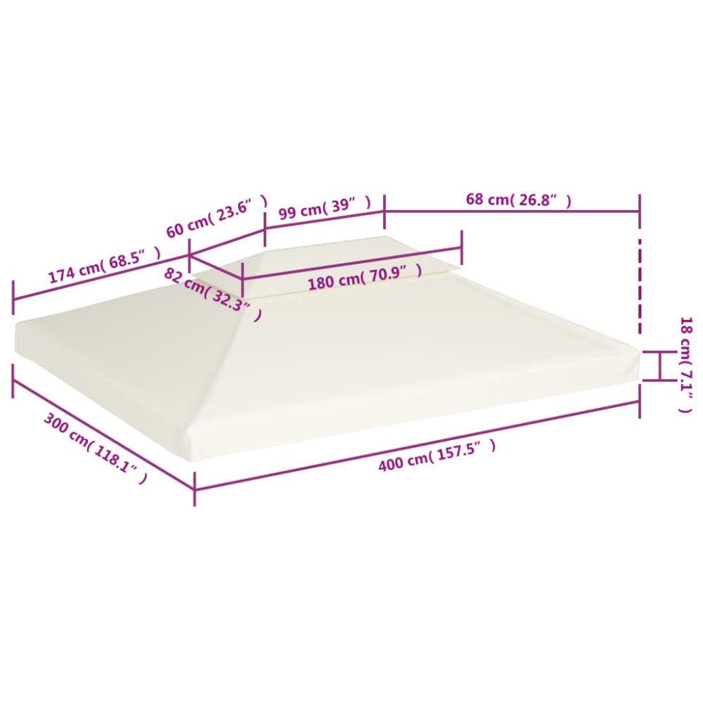 Produktbild för Paviljongtak 310 g/m² 3 x 4 m gräddvit