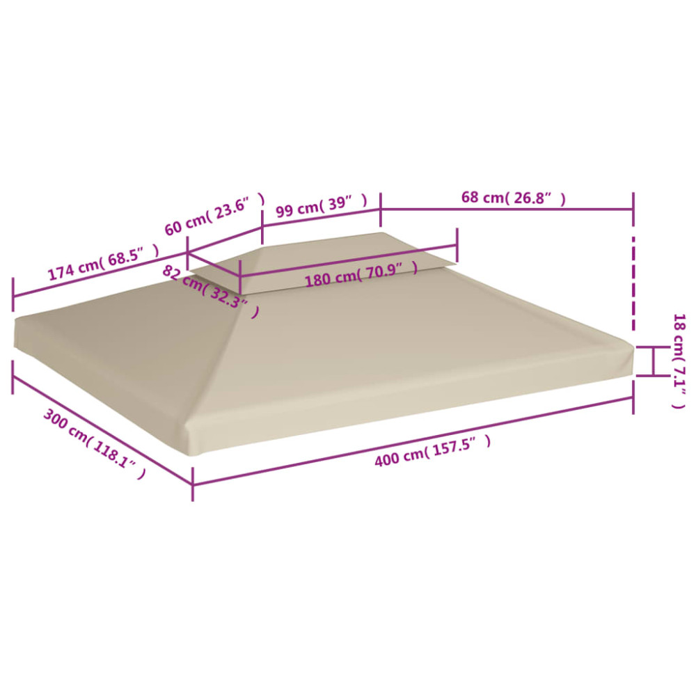 Produktbild för Paviljongtak 310 g/m² 3 x 4 m beige