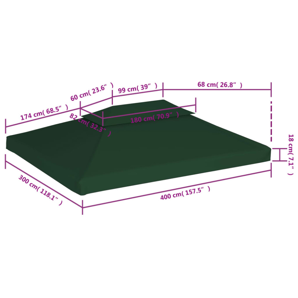 Produktbild för Paviljongtak 310 g/m² 3 x 4 m grön