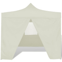 Produktbild för Hopfällbart tält med 4 väggar 3 x 3 m gräddvit