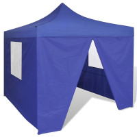 Produktbild för Blått hopfällbart tält 3 x 3 m med 4 väggar