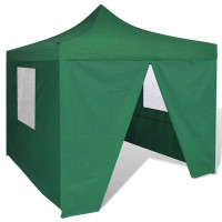 Produktbild för Hopfällbart tält 3 x 3 m 4 väggar grön