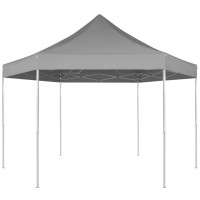 Miniatyr av produktbild för Pop-Up Hopfällbart partytält sexkantigt grå 3,6x3,1 m