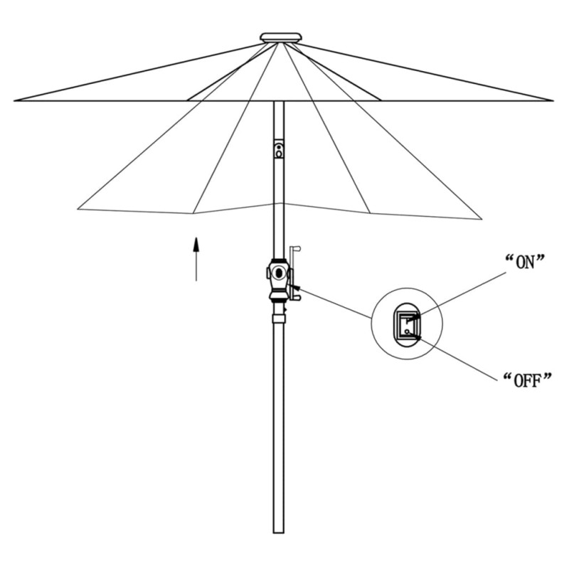 Produktbild för Frihängande LED-parasoll 3 m sandvitt