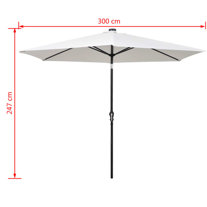 Produktbild för Frihängande LED-parasoll 3 m sandvitt