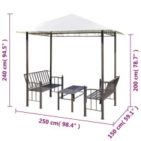 Produktbild för Trädgårdspaviljong med bord och bänkar 2,5 x 1,5 x 2,4 m