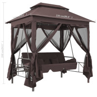 Produktbild för Paviljong med hammock kaffebrun