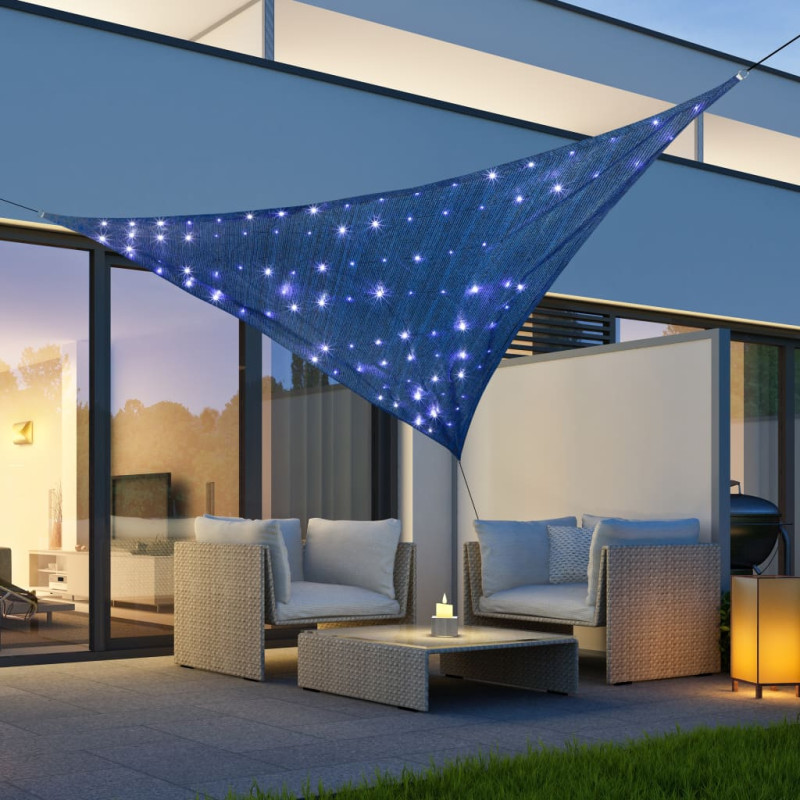 Produktbild för HI Solsegel med 100 LED-lampor blå 3x3x3 m