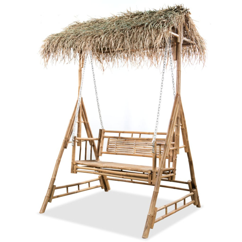 Produktbild för 2-sits hammock med palmblad bambu 202 cm