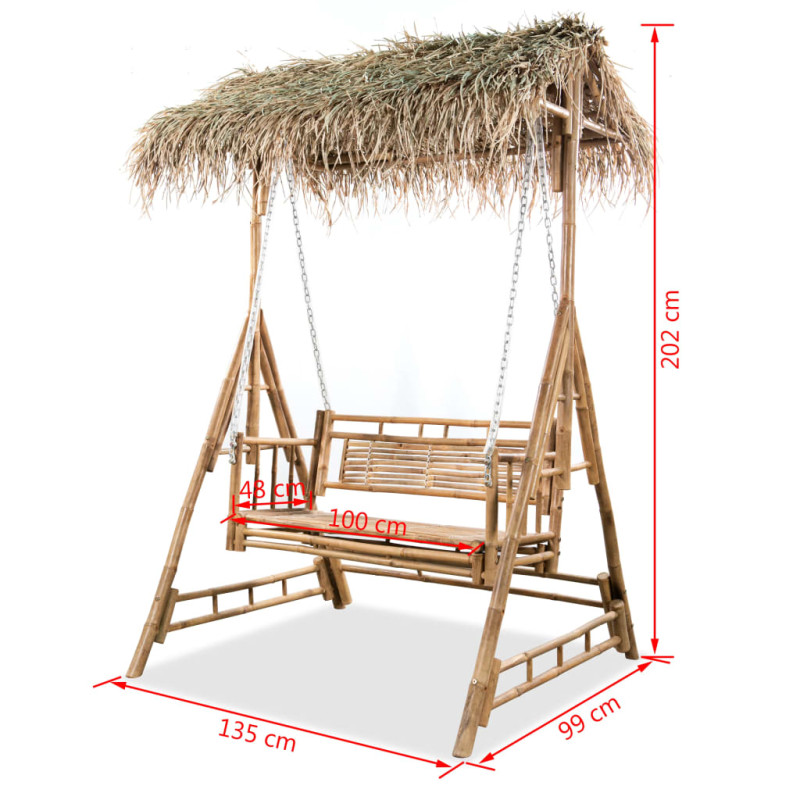 Produktbild för 2-sits hammock med palmblad bambu 202 cm