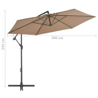 Miniatyr av produktbild för Frihängande parasoll med aluminiumstång 300 cm taupe