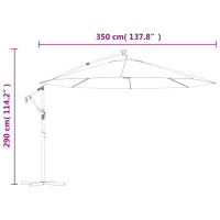Produktbild för Frihängande trädgårdsparasoll LEDs metallstång 350 cm sand